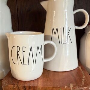 White Ceramic Cream and Milk Pitchers